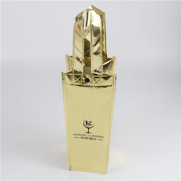Pp Non Woven Recycled spunbond Bag Colorful Wine Bag With Logo Printing Promotion 80G Customized Glod Size 1 Bottle
