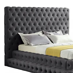 American Style Bedroom Upholstered Tufted Modern Platform Soft King Queen Size Bed Frames