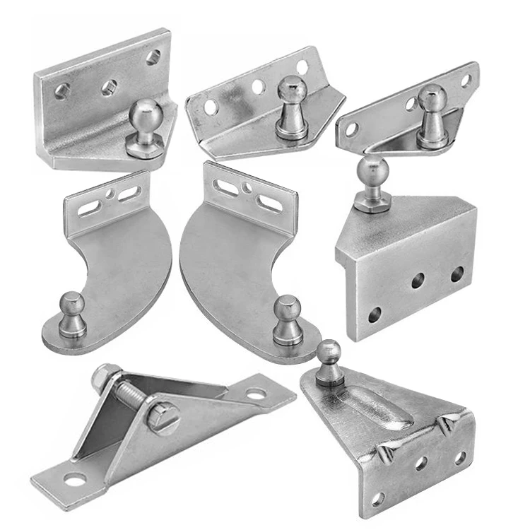 Custom gas spring lift strut prop end bracket mounting fitting hardware
