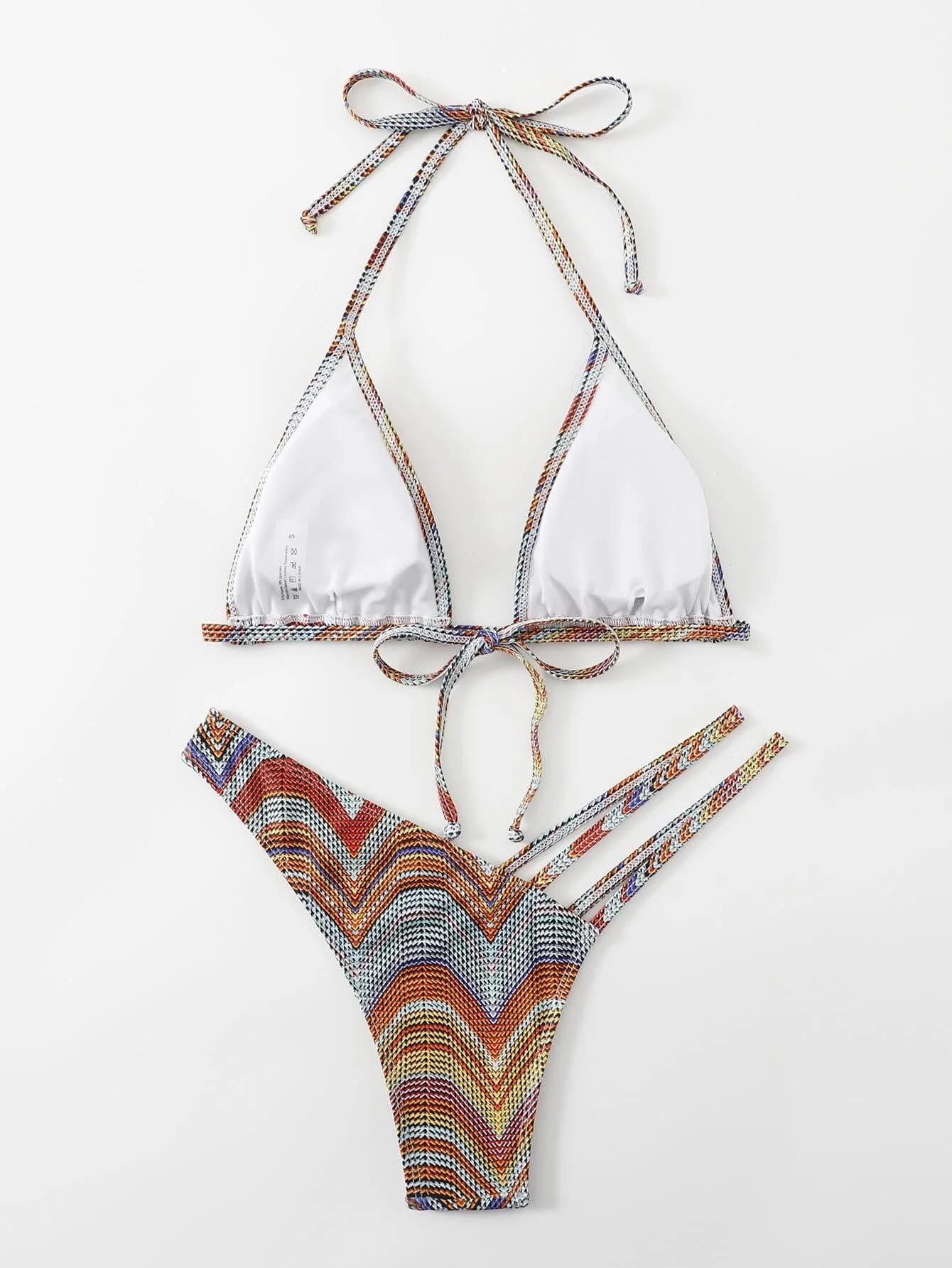 Custom Swim Suits Women Sexy Beachwear Set Striped Cut Out Halter Trilateral Thong Ladies Bikini Swimsuit