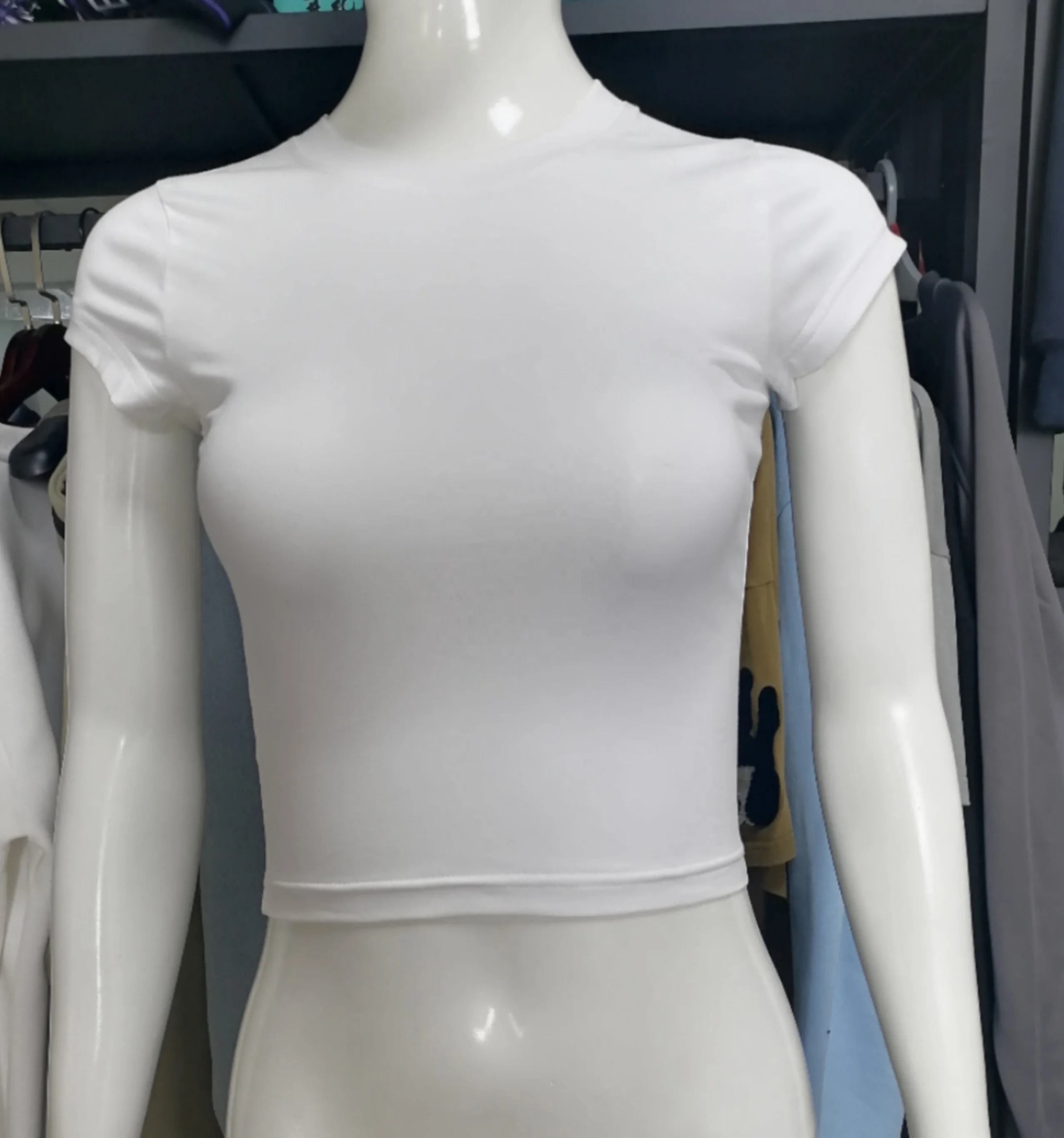 2023 Summer Baby Tee Y2k Crop tops Tee Shirt Sexy Thin Blank shirt For Woman 100% Cotton Breathable High Quality plain T-shirt