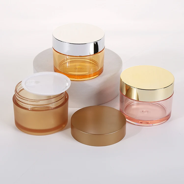 Hot Customized 50g high luxury transparent matte frosted empty plastic PETG cream cosmetic skin care jars for body butter scrub