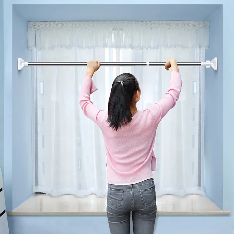 
Bathroom adjustable stainless steel plastic shower curtain rod covers 