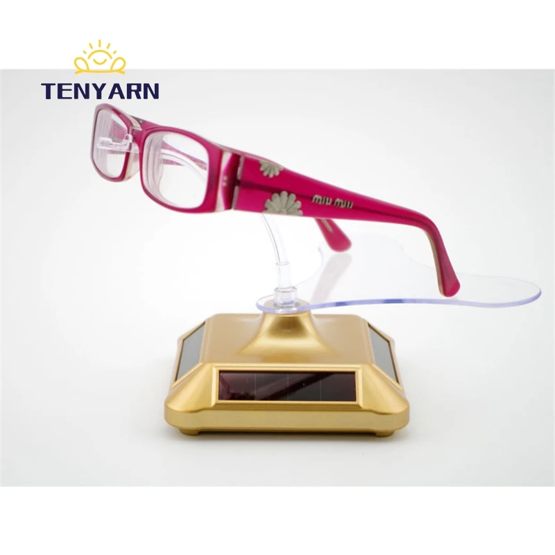 Tenyarn Solar Power 360 Degree Rotating Sunglass Display Stand Turntable Automatic Rotary Displays Rack For Sunglasses