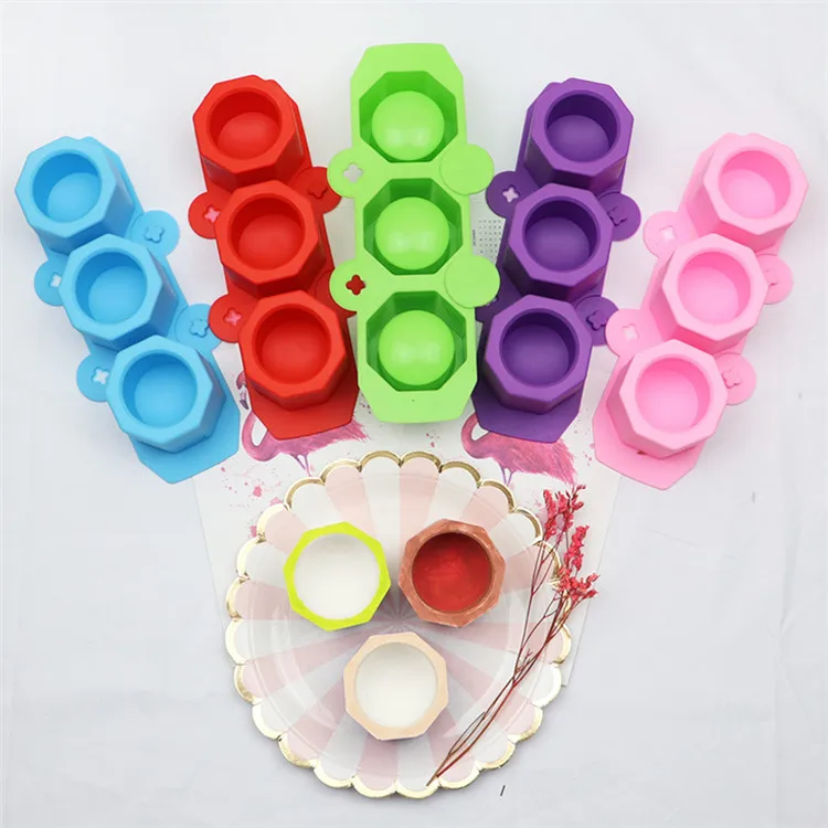 Y810 Food grade 3 cavity flower pot silicone molds DIY cup shaped ice cube tray silicone cake molds