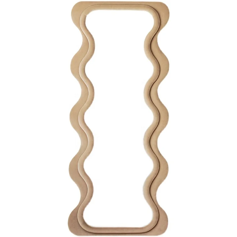 Wave full body dressing special-shaped design household retro wall landing Nordic style fitting mirror