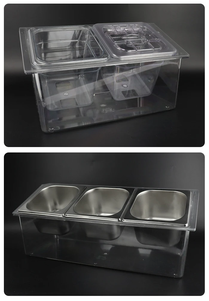 Thickened stainless steel tray,  Metal European Dessert Food Storage Containers Buffet Pans GN Food Pan Tray Holder Rack