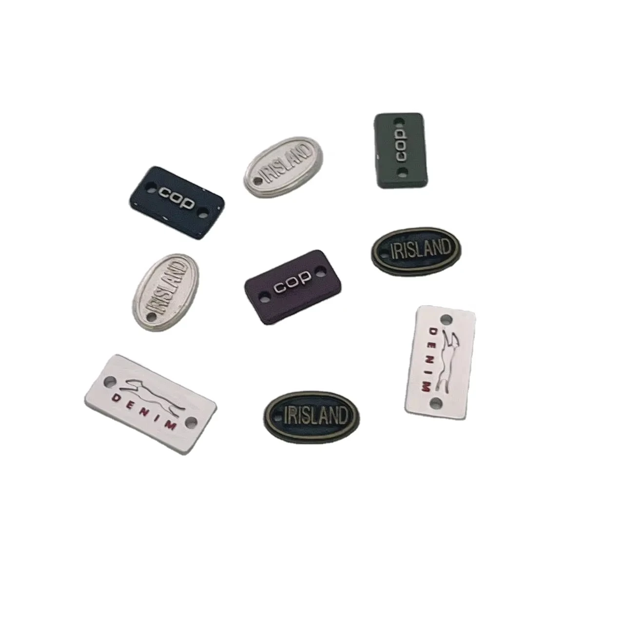 High Quality Customized Brand Logo Engraved round Design Custom Metal Labels for Garments