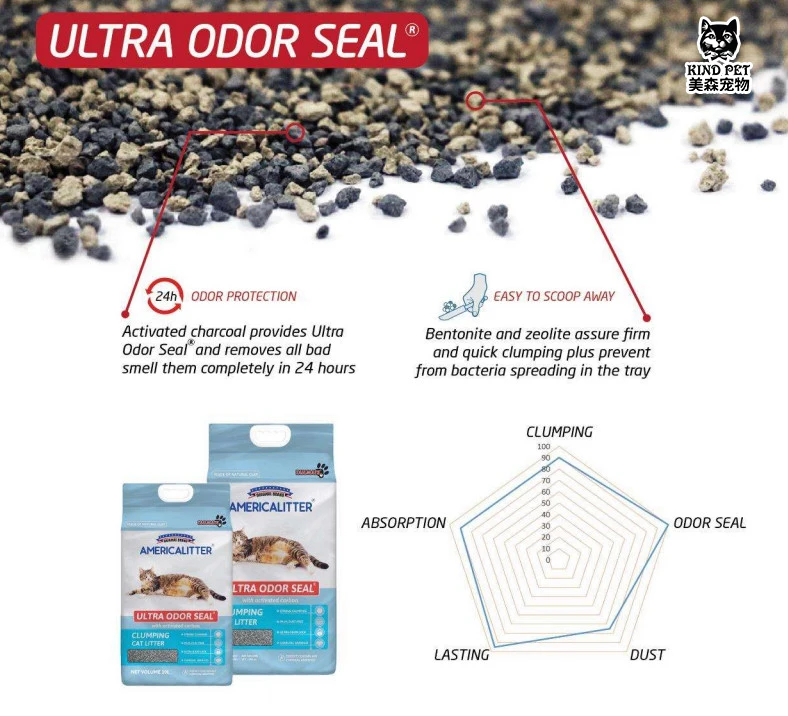 Hot Seller Bentonite Cat Litter America Litter Ultra Odor Seal Arena Para Gatos Bentonite Cat Litter