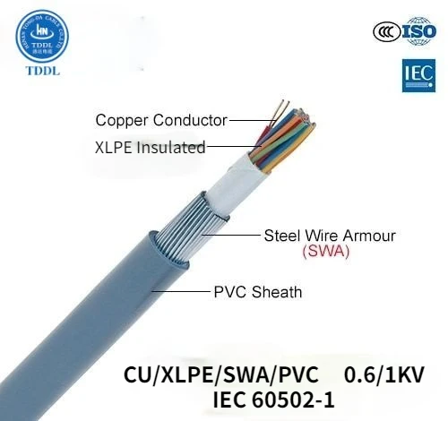  Multi-core 0.6/1kV Copper conductor XLPE insulated Steel wire armoured PVC sheathed N2XRGbY Control