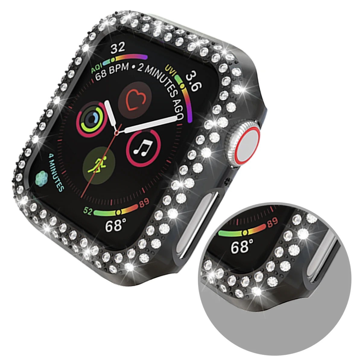 Двухрядный Алмазный чехол для часов apple watch корпус 38/42 мм 40/44 ремешок ПК защитная крышка экрана iWatch Series 6 SE 5 4