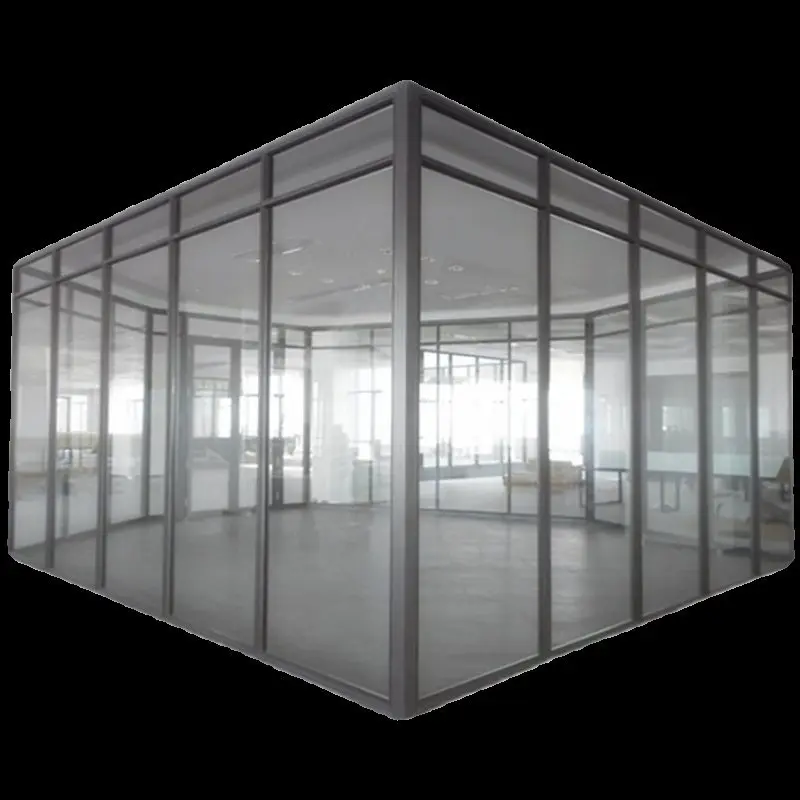 Commercial Office Tempered Glass Partition Door Aluminum Alloy Frame Soundproof Glass Wall Partition