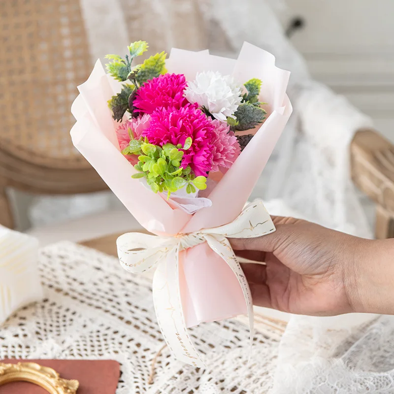 Unique Gift for her Never Withered Roses Soap Flower Bouquet 2 Balloons with Light Free Gift Box