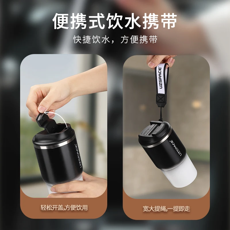 UZSPACE Customised Wholesale Portable Bulk Multi-Colored Aesthetic Heat Modern Souvenir Thermo Insulated Coffee Mugs with Lid