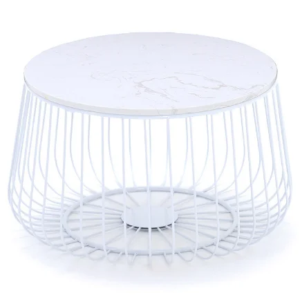 Commercial furniture artificial marble top metal wire base modern round nesting coffee table