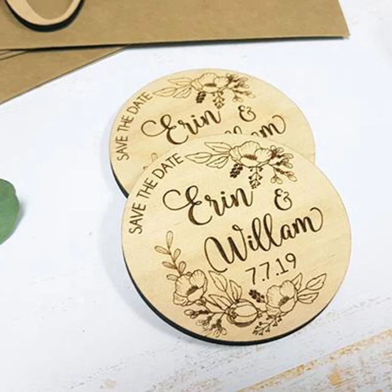 Wedding wooden gift to guests  carving crafts  supports customization Wooden date cards inviting wedding guests
