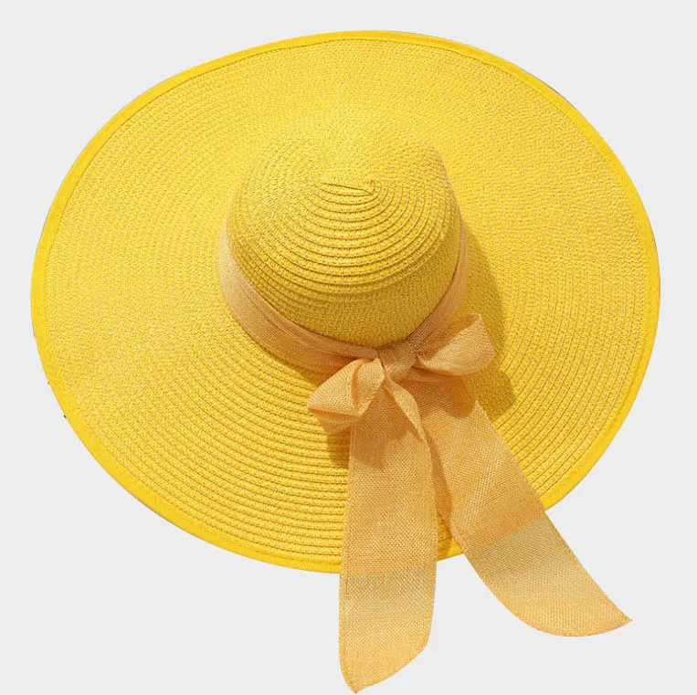 Promotional Big Wide Brim Floppy Spring Summer Beach Sun Lady Hats Fashion Natural Paper Straw Hats