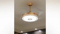 Invisible Ceiling Fan Light with Speaker 7 Colors LED Dining Room Ceiling Home Pendant Light with Remote Control 36W