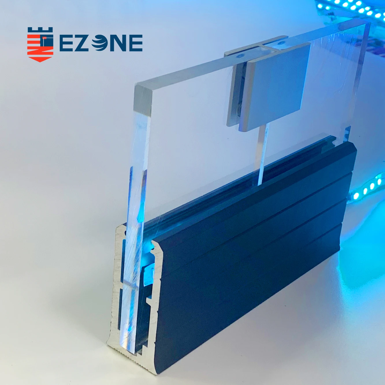 Aluminum Glass Railing Aluminium U Channel Profiles For Balcony Balustrade Glass Railing  With LED