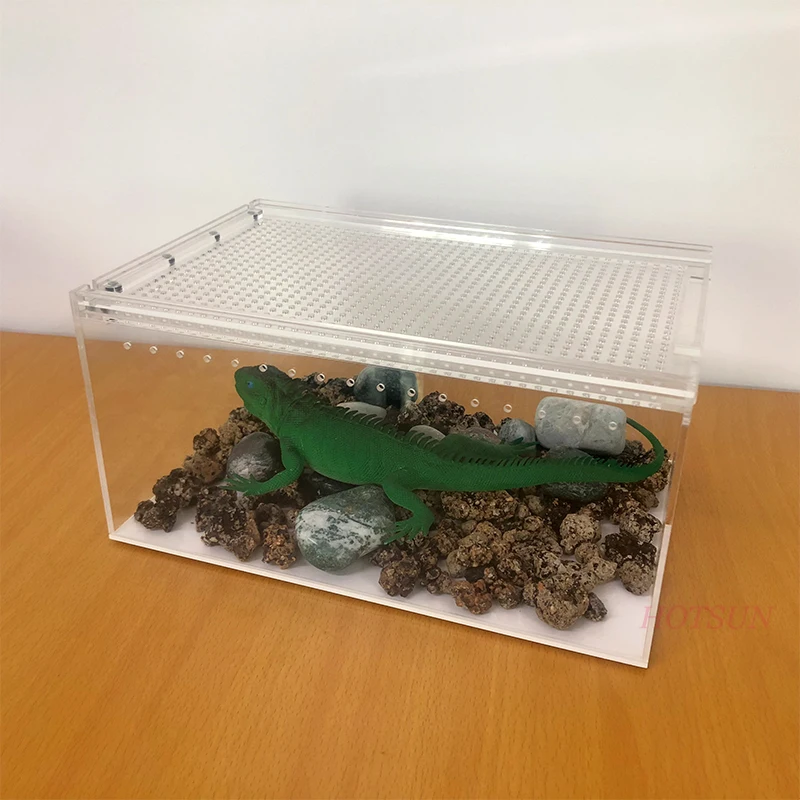 Customized Magnetic Cover Lids Plastic Reptile Terrarium Display Case Acrylic Reptile Box