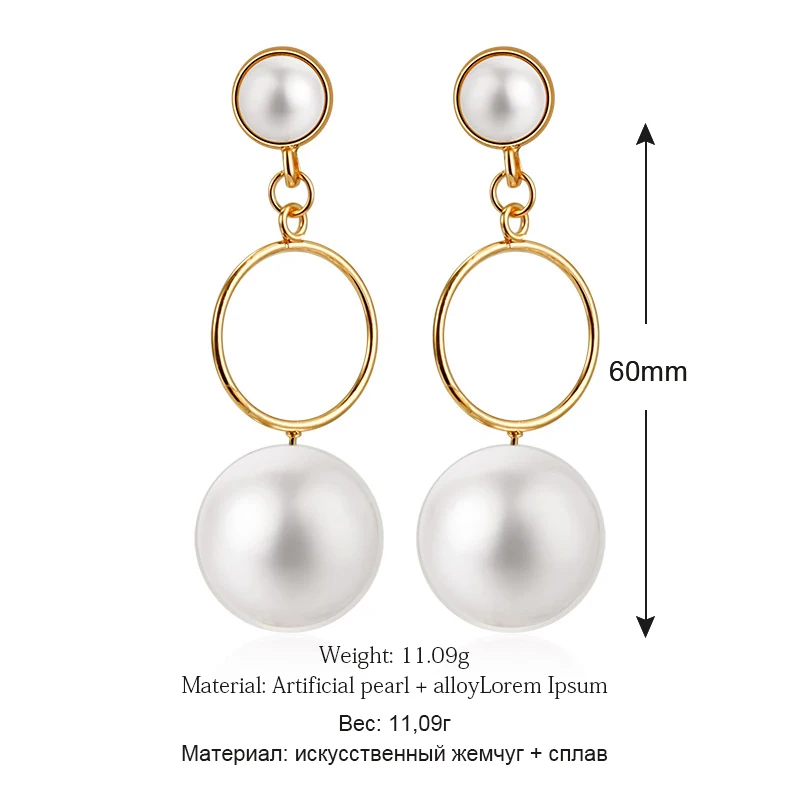 New Simple Plain Gold Metal Pearl Hoop Earrings For Women Unique Statement Big earings Fashion Party