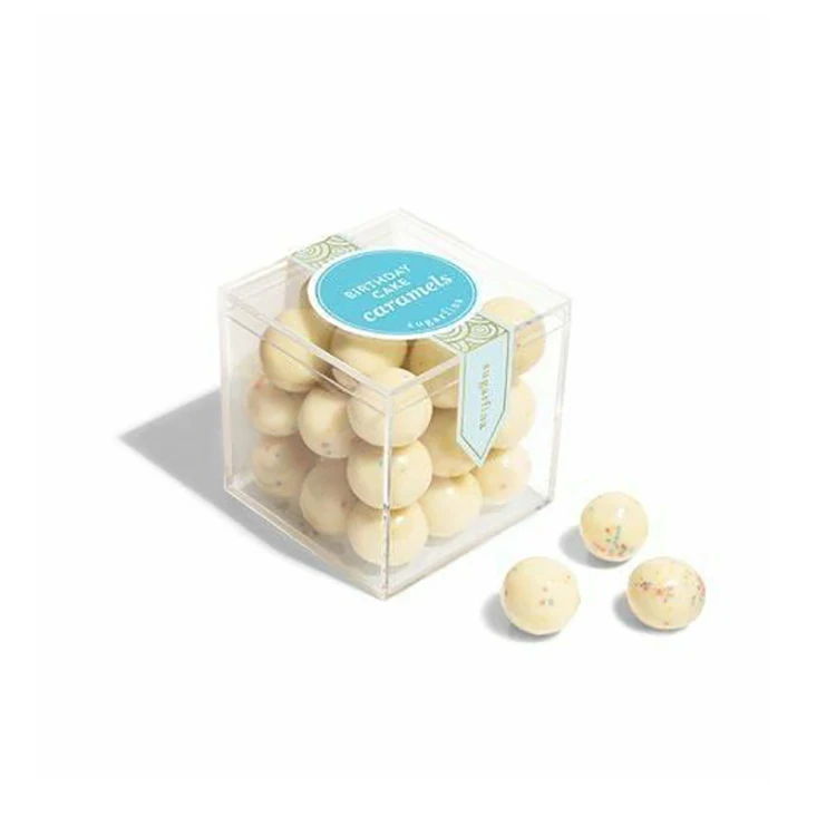 Upscale candy store Plastic Small Food Grade Candy Box Clear Acrylic Cube Wedding Party Sugar Favor Box