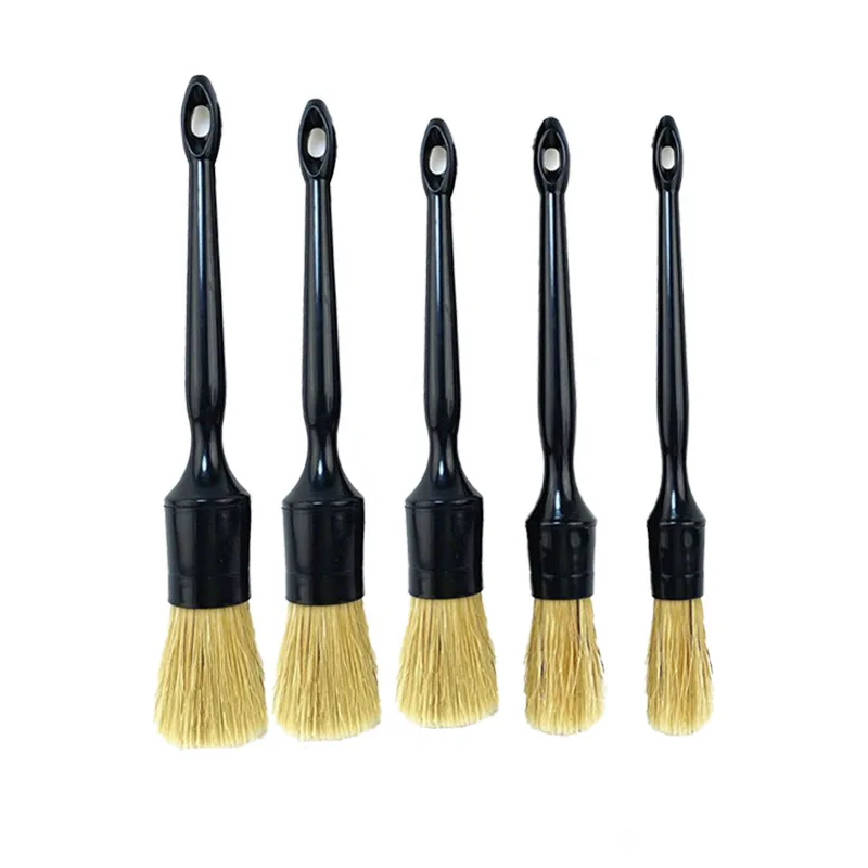 High quality hog Hair interior cleaning wash wheel brush set 5pcs car gap detailing brush set