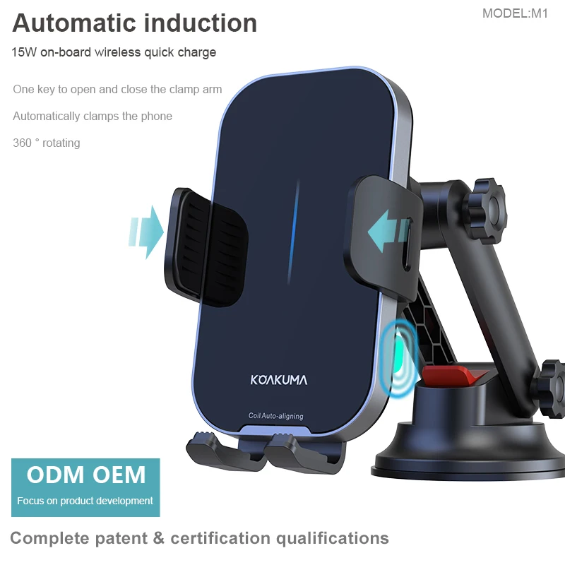 Smart Item in Car 2022 Dual Motor FOD Smart Sensor Auto Aligning Clamping Mobile Phone Holder for Car