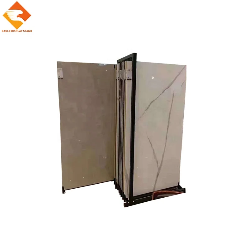 High quality metal material slide style ceramic tile quartz stone display rack stand