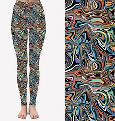92% polyester 8% spandex yoga waist Coloured marble Printed Buttery Soft Summer full Leggings For Women