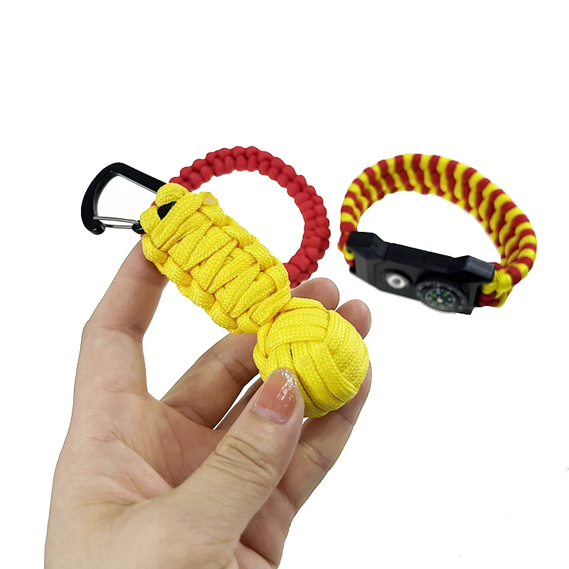 Custom Handmade Rope Weave Keychain Outdoor Survival Para cord Monkey Fist Key Ring