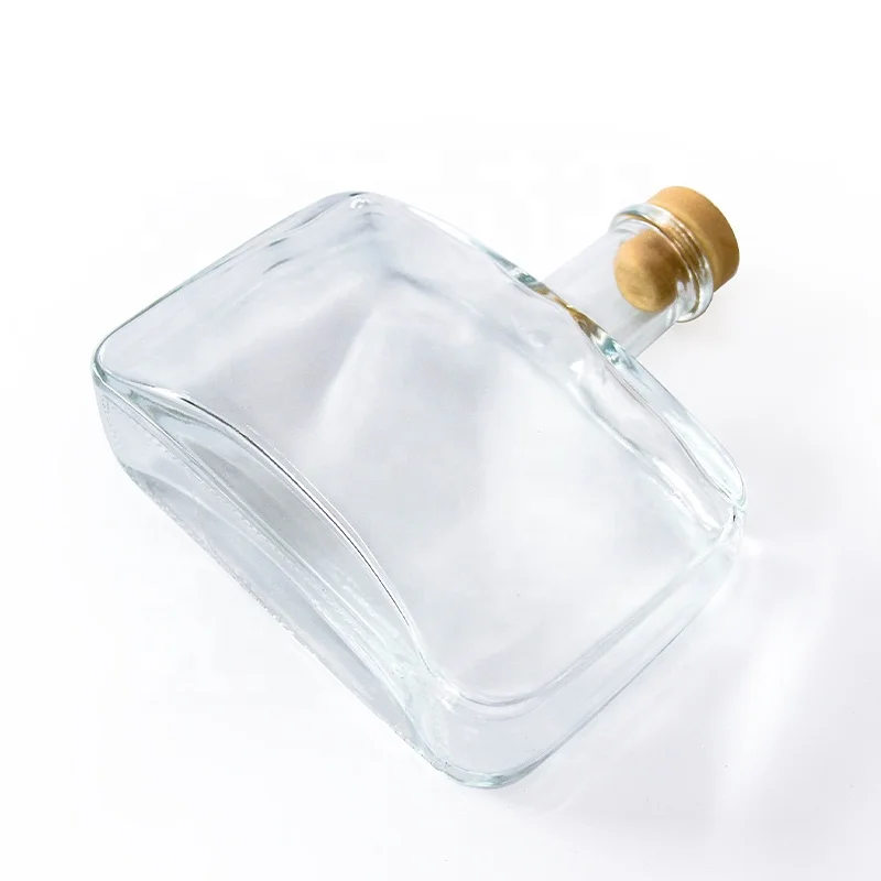 Popular Flat Square Shaped 500ml Clear Perfume Vase Aroma GlassReed Diffuser  Bottles