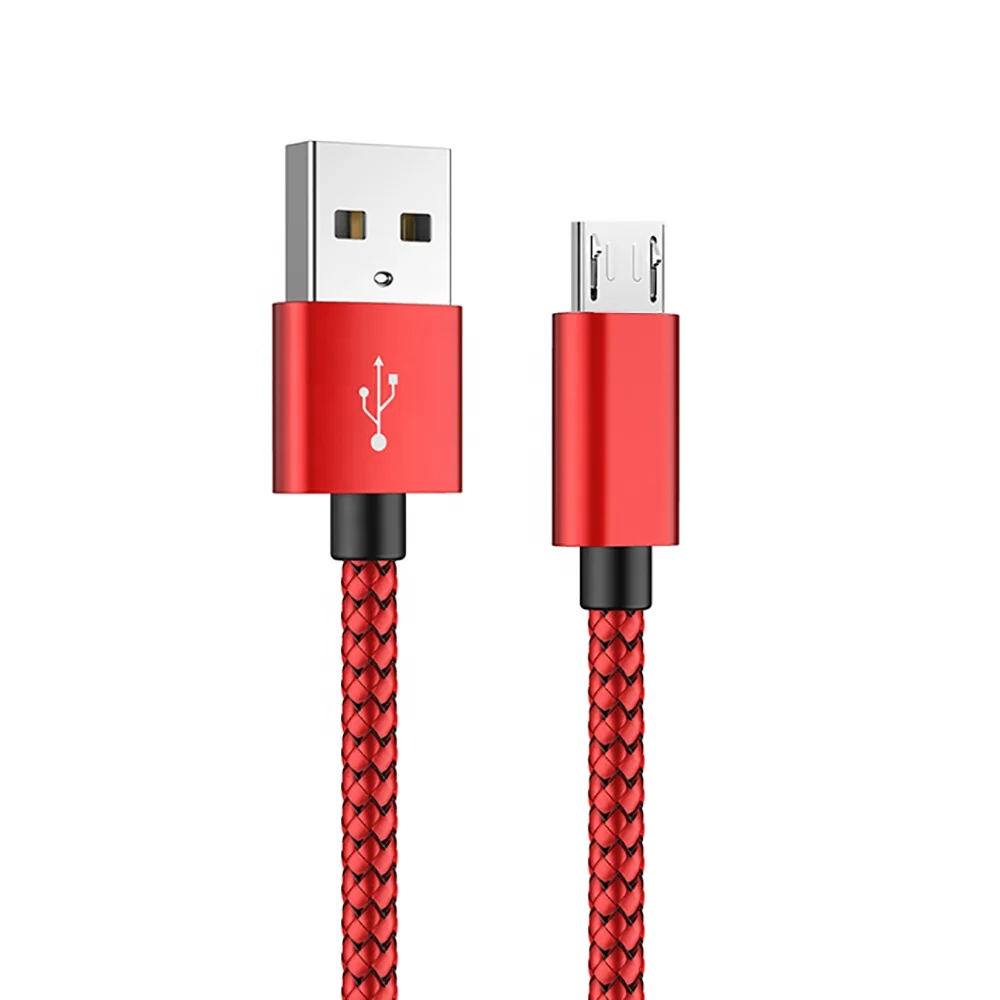 Clearance stock lots New braided nylon metal shell 1M OEM micro USB cable data cable for mobile phone Android smartphone will