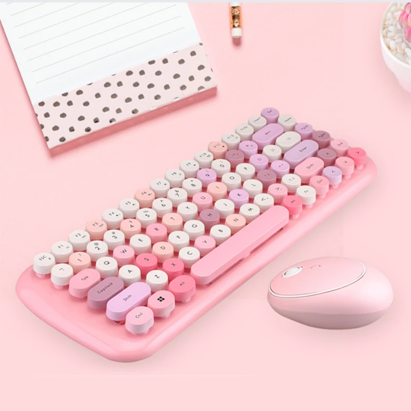  2021NEW product милый розовый конфеты 100 ключей беспроводной мини-клавиатура и мышь комбо набор для