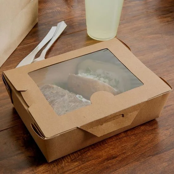 Eco Friendly Biodegradable Take Away Kraft Paper Lunch Bento Food Delivery Package Custom Luxury Sushi Take Out Box with Window