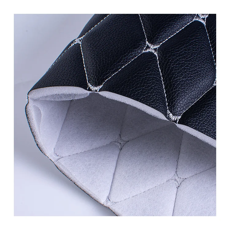 Sponge and leather composite custom pattern embroidery quilted PVC synthetic leather for car floor mats sofa cushions