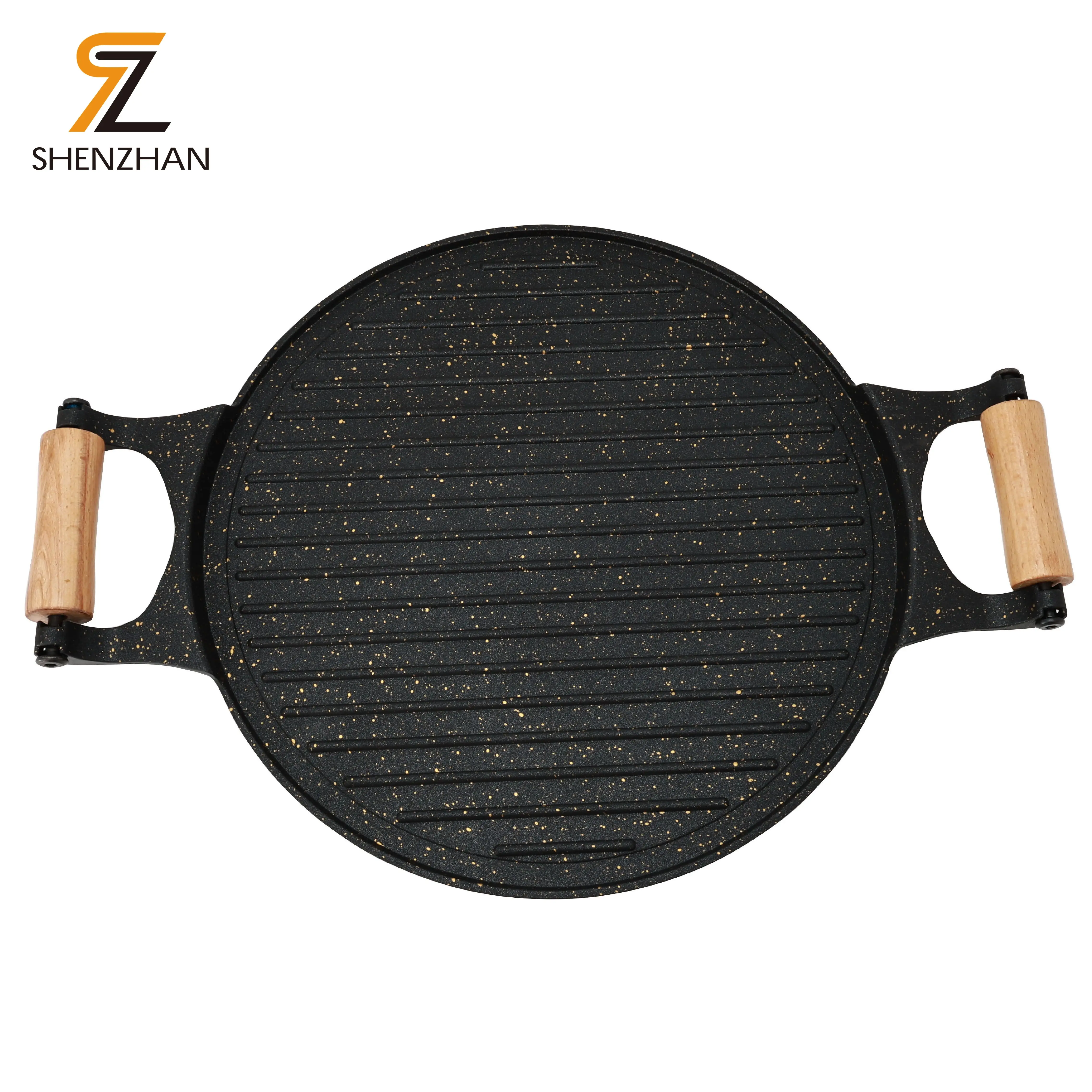 Hot Sale Kitchen Cookware Aluminum Alloy Pizza Grill Fry Pan 30cm Round Not Stick Griddle Pan Dual Handle Roasting Pans