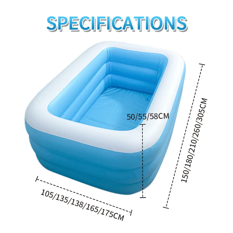 Big Inflatable Folding Outdoor Garden Indoor Above Ground Adult Kids Family Hot Sale 2025 New Light Blue Swim Pool