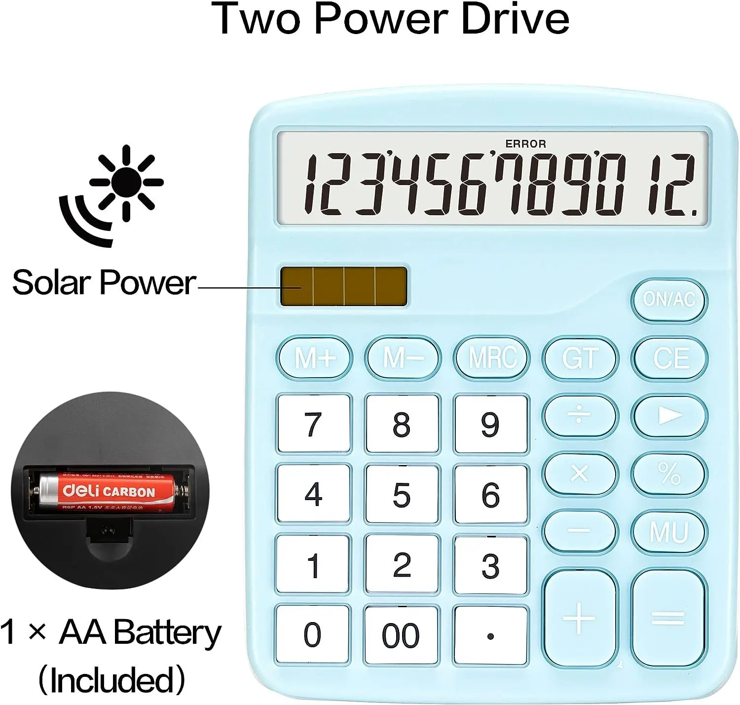 Custom 12 Digit Sensitive Button Standard Function Desktop Calculator with Large LCD Display
