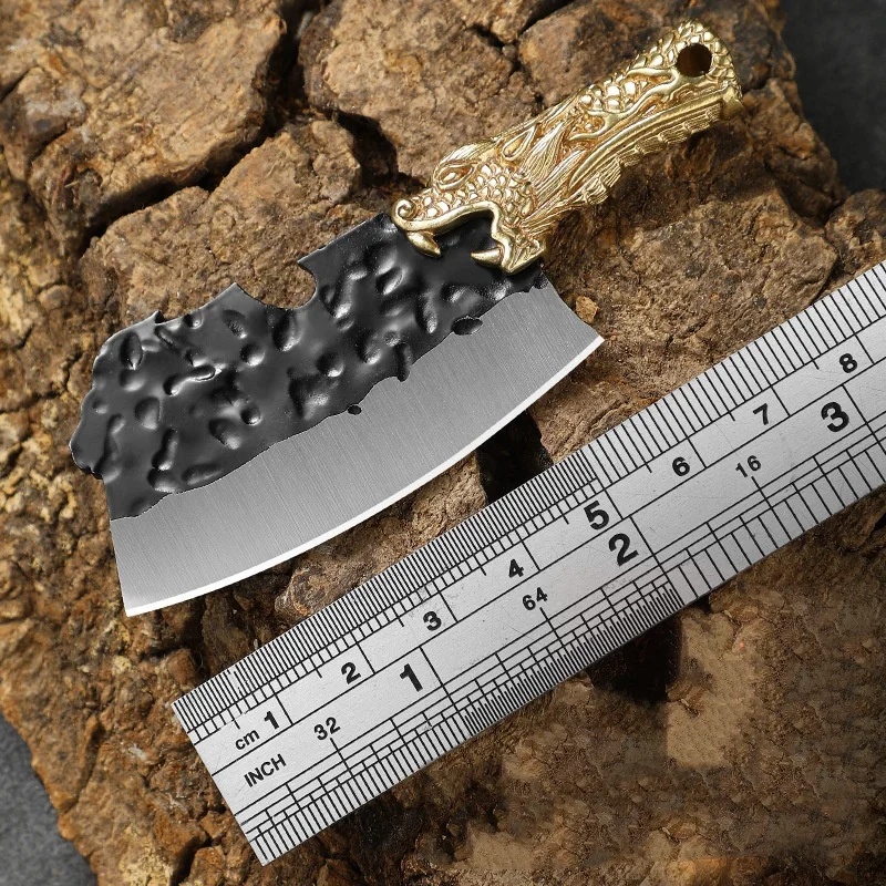 Mini Wooden Handle Knife Outdoor Camping Open Box with Chain Portable EDC Key Knife Cutter with Leather Sheath Chain