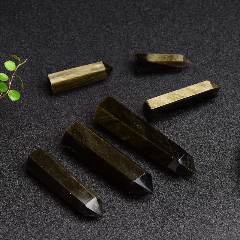 High quality wholesale custom crystal quartz treatment gold obsidian crystal Tower meditation