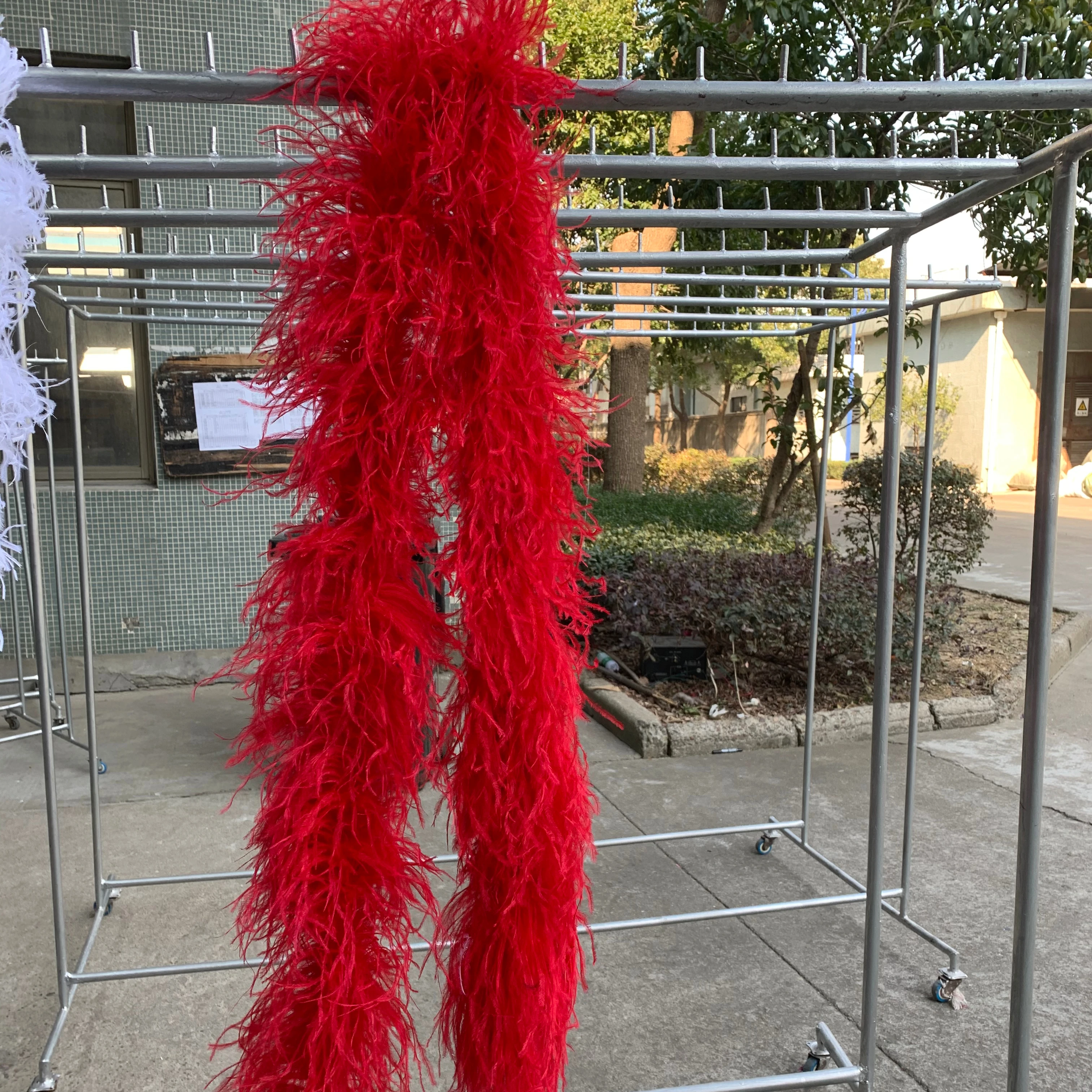 Red Scarf Ostrich Feather Boa for Women Home Party Wedding Xmas Decor Diy Craft Clothing Costume Dance Dress Cosplay Accecssoy