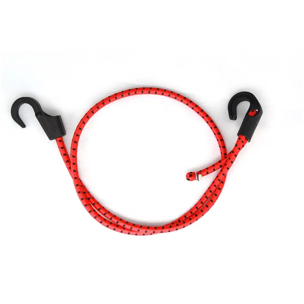 Custom 6mm 12mm elastic flat rubber elastic bungee cord with hook for bicycle used