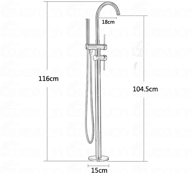 New Free Standing Bathtub Floor Mounted Faucet Tap Set Hand Held Shower Tub faucet