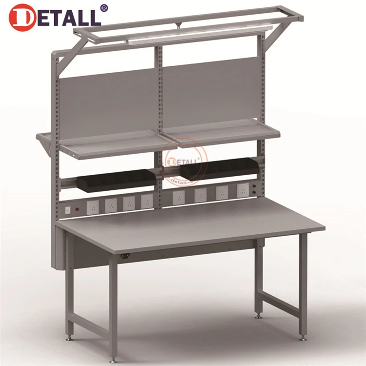 Detall electronics lab workbench for testing laboratory equipment