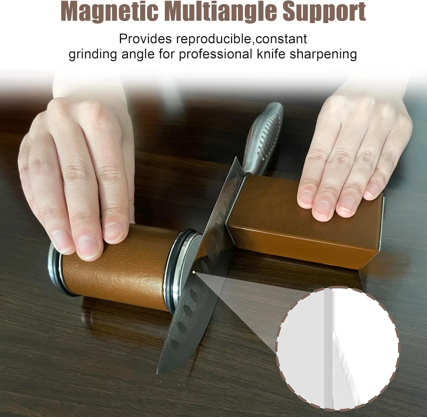 Rolling Double-sided Knife Sharpener Fixed Angle Knife Sharpener Kit Circular Rolling Knife Sharpener Solid Wood Grinding Tool