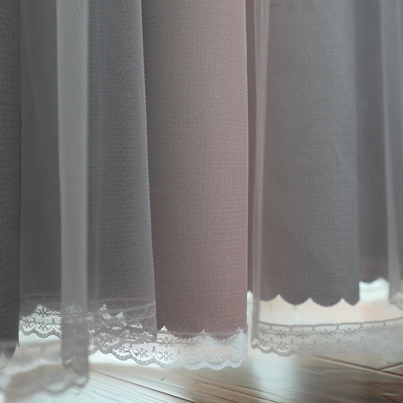 Hot Sale Korean Style Girl Room Double Layer Blackout Curtain with Sheer Princess Curtains for Bedroom