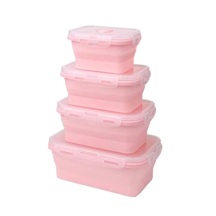 Hot Selling Collapsible Microwave Oven Heated Silicone Lunch Box With Lid