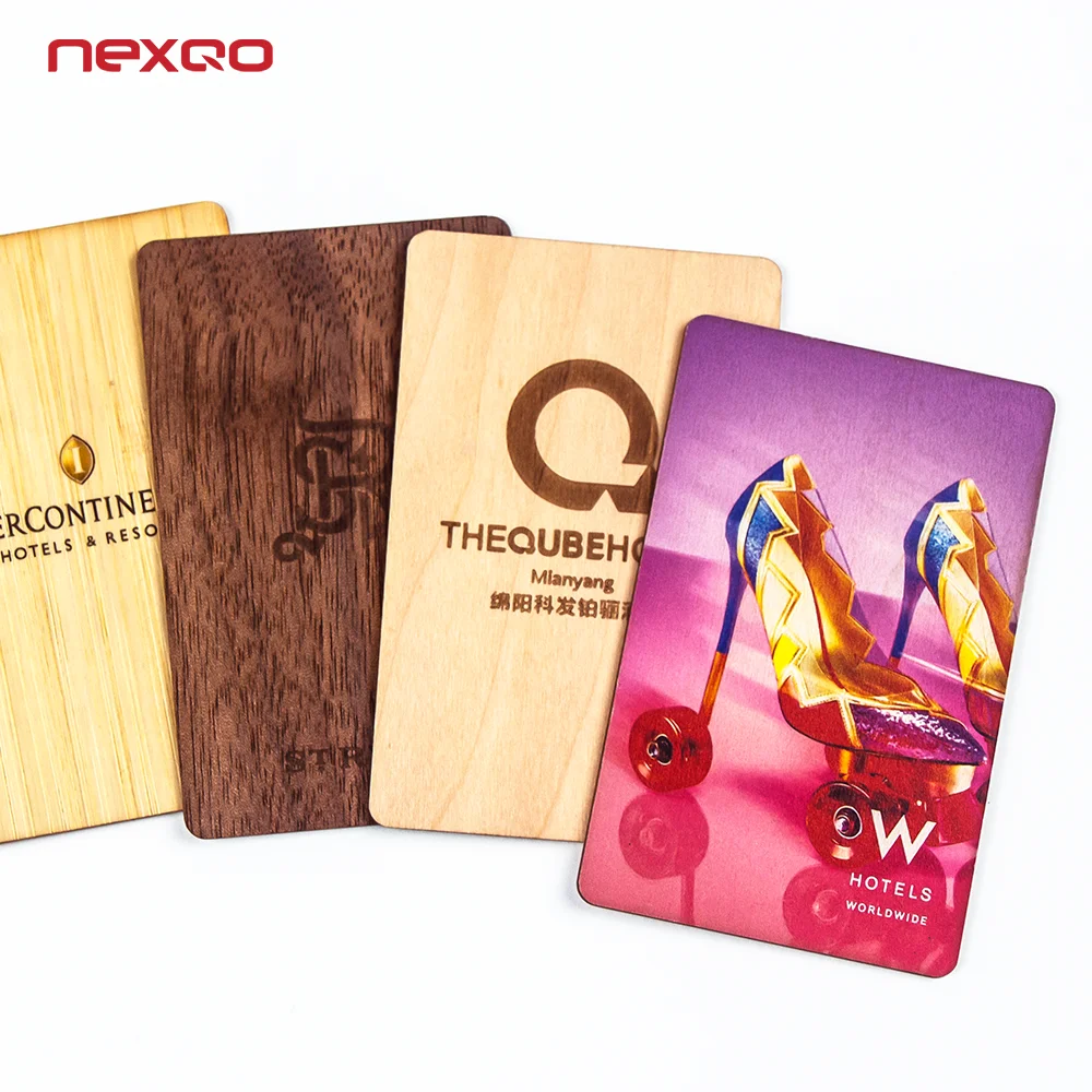 Eco-friendly FSC Certified Wooden Card Custom Bamboo/Maple/Cherry Multiple Wood 213/215/216 NFC Chip Hotel Key Card
