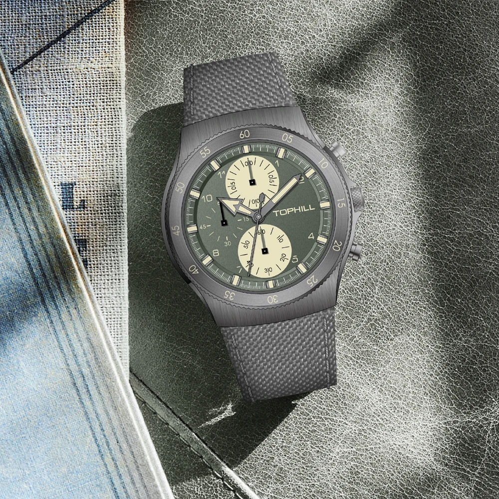 OEM 316L stainless steel Multi-function Chronograph quartz watch VD55 sport quartz watch 5ATM waterproof sapphire